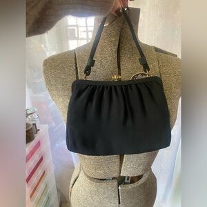 1940s Garay Jewel Clasp Vintage Classic Black Evening Shoulder Bag collectible